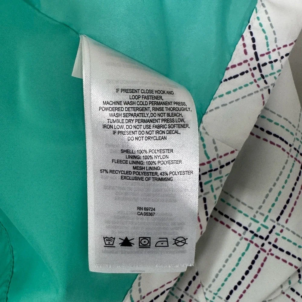 Columbia Omni Tech Interchange White Teal Plaid Softshell Jacket‎ Girl's Medium